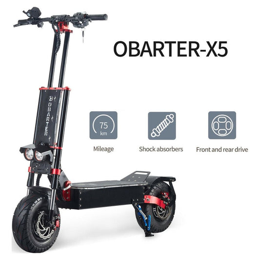 OBARTER X5 Foldable Electric Scooter, Offroad Electric Scooter for Adults with Powerful Dual 5600W Motors, Max Speed up to 53 MPH, 45 Miles Long Battery Ranges