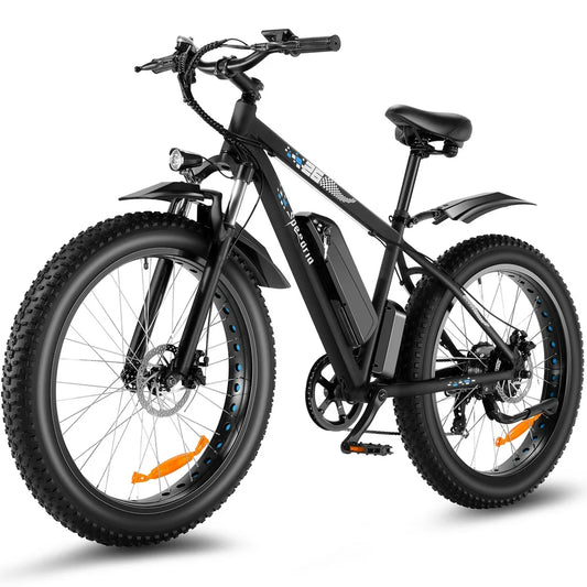 Electric Bike 26" X 4" Fat Tire Electric Bike for Adult 3H Fast Charge, 20Mph Electric Mountain Bike with 500W 48V Removable Lithium-Ion Battery, Lockable Suspension Fork- Shimano 7 Speed