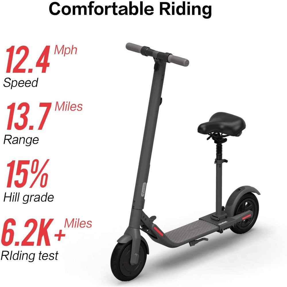 E22 with Seat Electric Kick Scooter, 300W Motor, 13.7 Miles Range, 12.4 MPH, Commuter E-Scooter for Adults