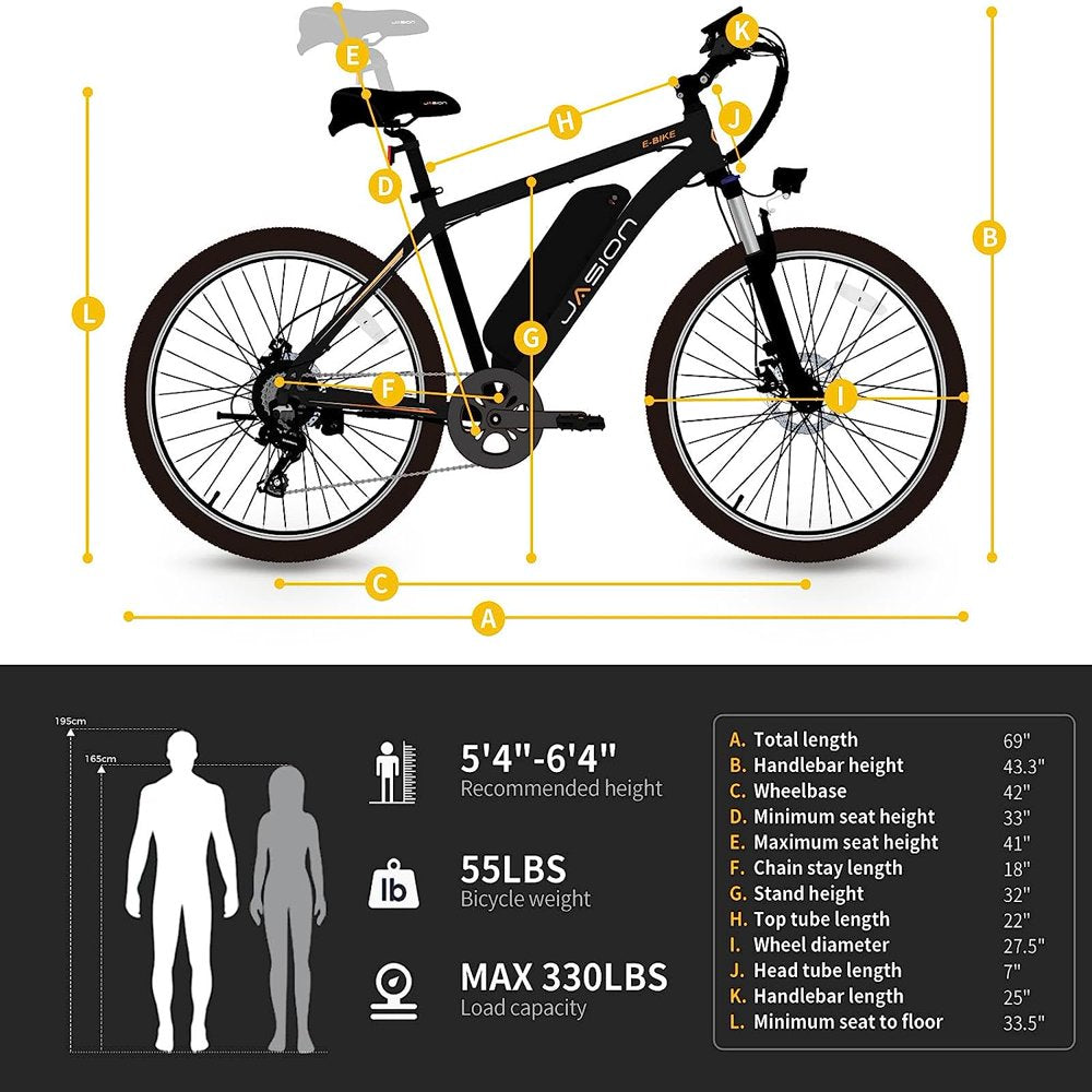 EB5 plus 27.5" Electric Bike for Adults, 500W Motor Electric Bicycles with Removable Battery, 45 Miles Electric Mountain Bike with Front Fork Suspension, 7-Speed